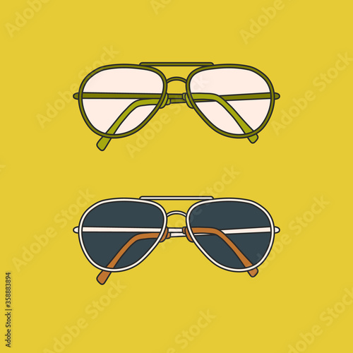 Vector hand-drawn outline isolated pair of glasses
