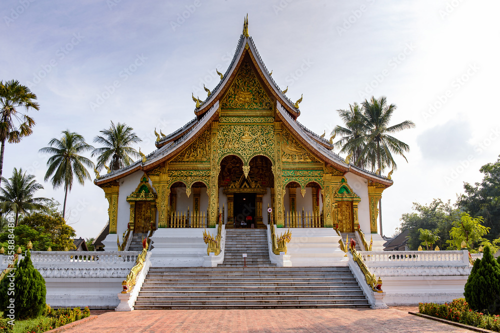 It's Front of the Haw Pha Bang Buddha temple of the National museum complex of Luang Prabang, Laos.