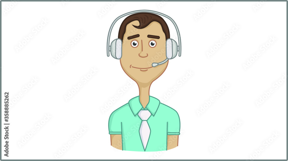 Vector Flat Manager icon. Operator Illustration. Call Center Drawing.
Vector Flat Manager icon. Operator Illustration. Call Center Drawing.