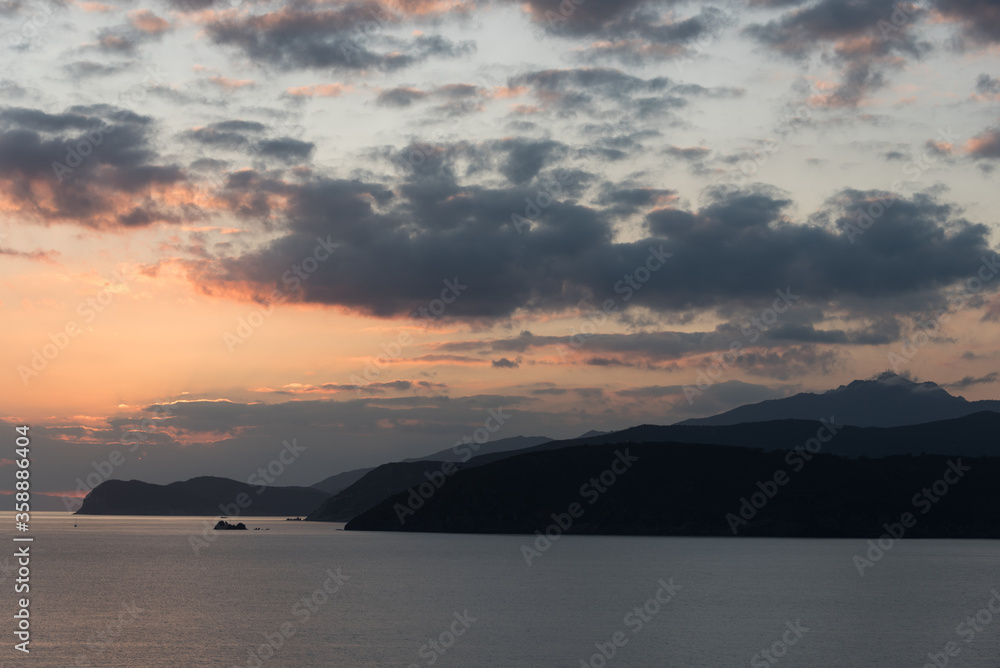 Sunset over the sea from Elba island in Capoliveri