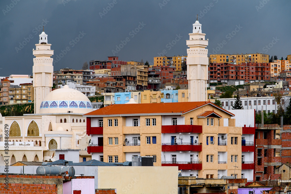 Aerial panoramic view of Souk Ahras, the city in Algeria