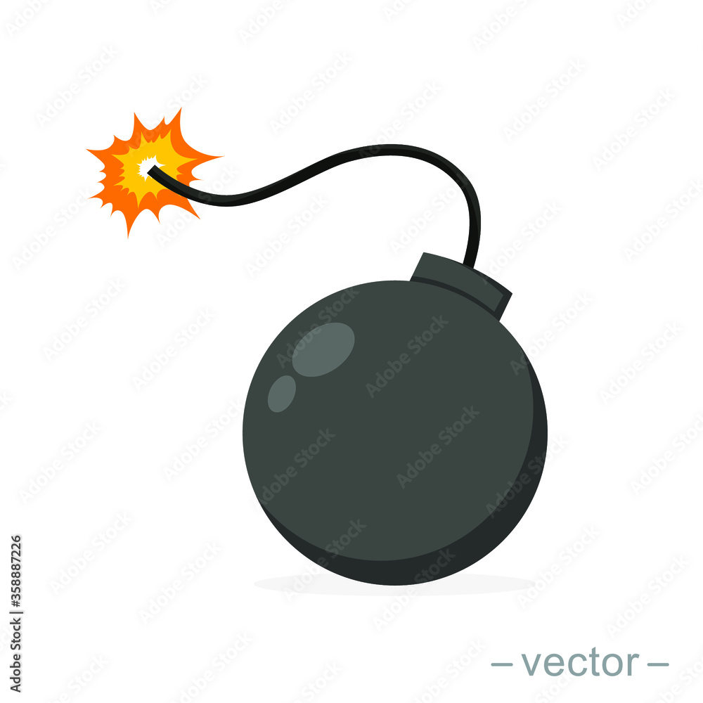 Bomb with burning wick on a white background Bomb with burning wick on a white background