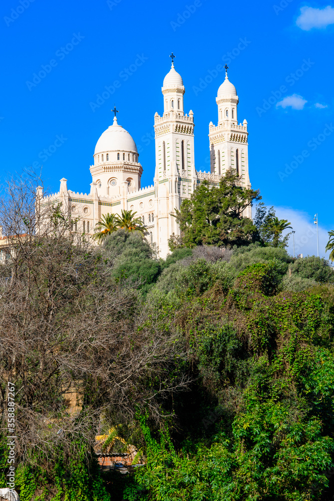 Basilica of Saint Augustin in Annaba, the fourth largest city in Algeria. Beautiful view and nature