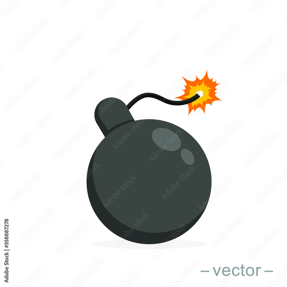 Bomb with burning wick on a white background Bomb with burning wick on a white background