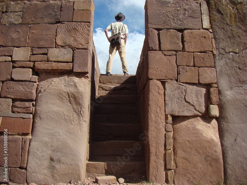 Kalawassaya temple at ancient preinca ruins of Tiahuanaco (Tiwanaku) - Bolivia