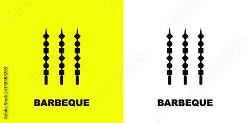 Barbecue party. Black white vector illustration.
