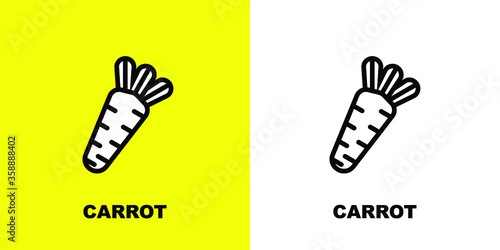 Fresh carrots. Black white vector illustration.