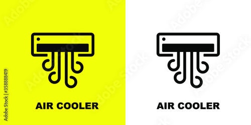 Air Conditioner. Black white vector illustration.