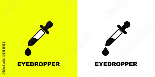 Eye drops. Black white vector illustration.