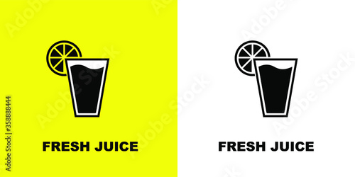 Fresh juice. Black white vector illustration.