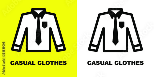 Shirt with tie. Black white vector illustration.