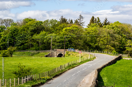 A road in Glen Mavis, North Lanarkshire in Scotland, UK photo