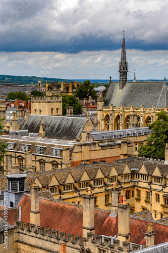 Aerial view of Brasenose College, Oxford, England. Oxford is known as the home of the University of Oxford photo