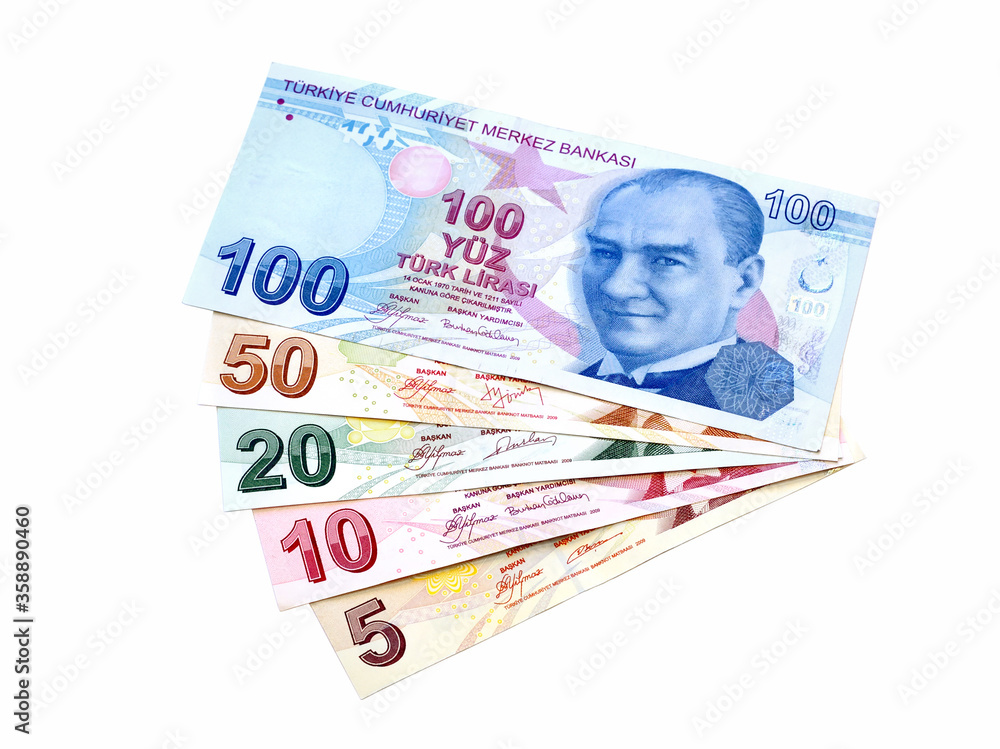 Bunch of Lira, isolated on white Bunch of Lira, isolated on white