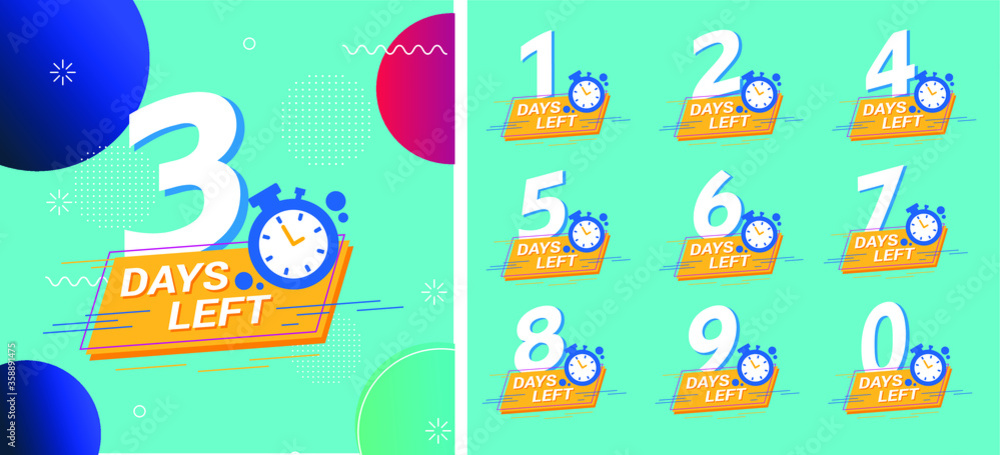 Number days left countdown vector illustration template. EPS 10