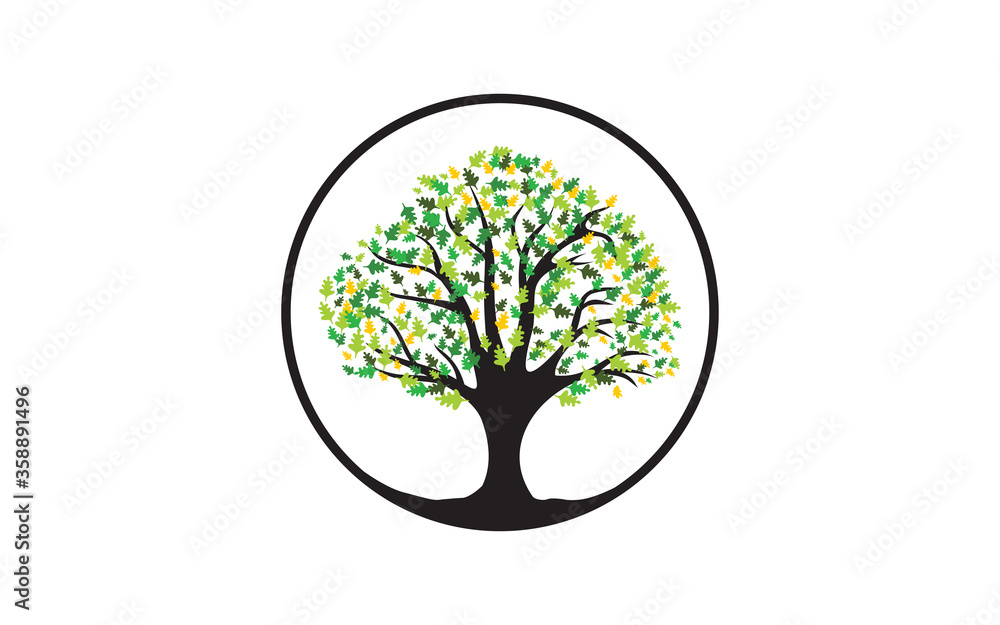 Creative tree logo round shape design vector Creative tree logo round shape design vector