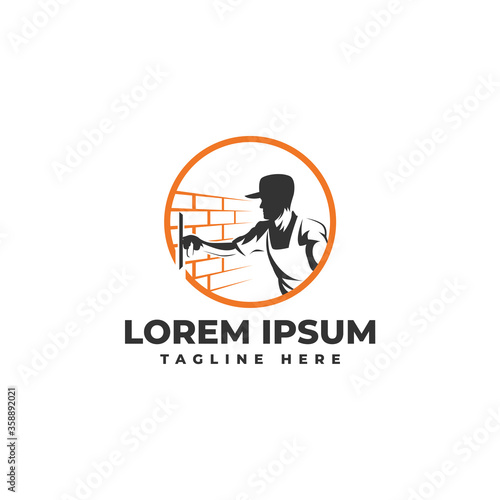 Stucco Repair and Plastering Logo Vector Icon Illustration