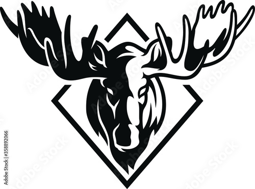 Vector Design of Head of Angry Moose