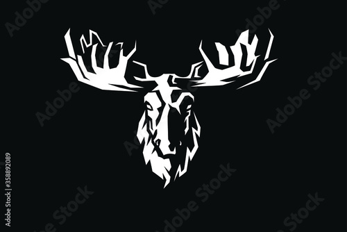 Vector Design of Head of Angry Moose