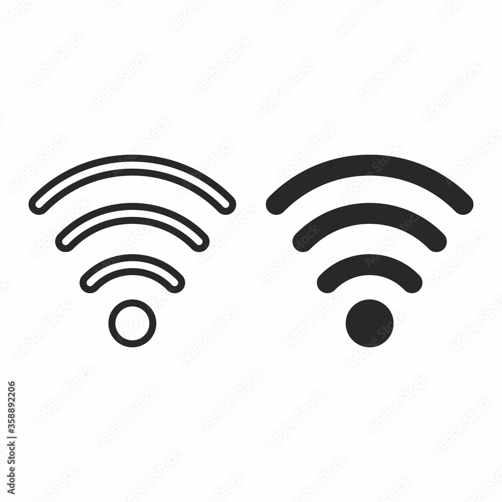 black wifi icon with white background. black wifi icon with white background.