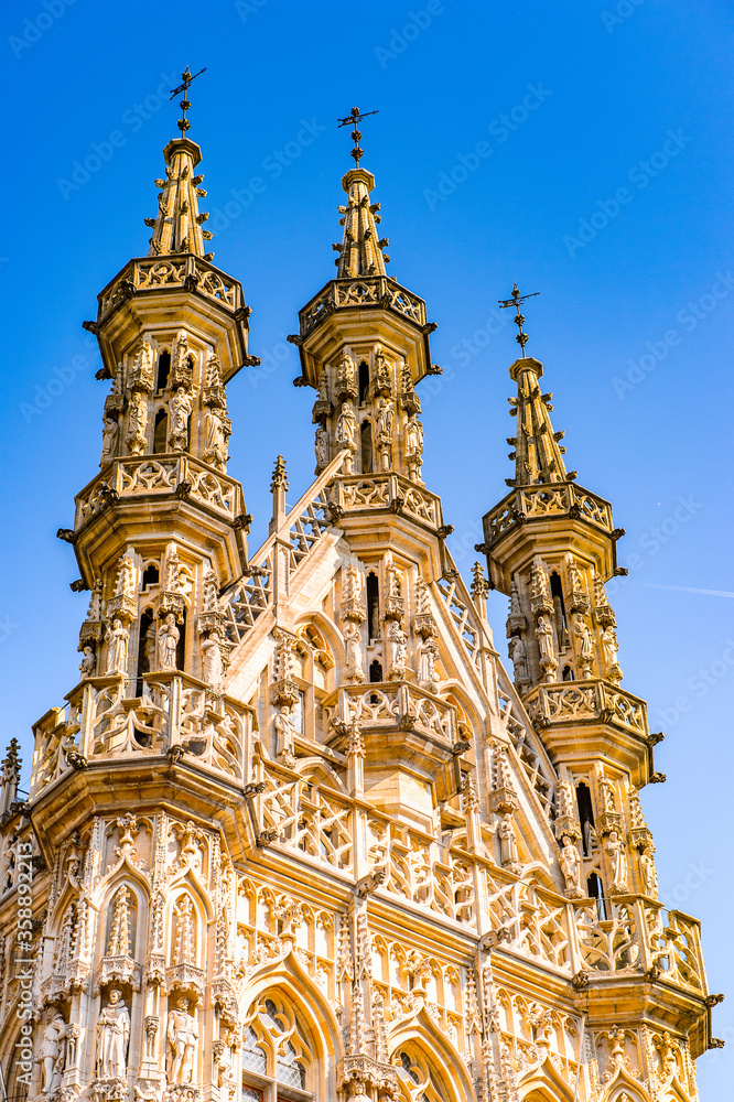 It's Gothic city hall of Leuven, Flemish Region, Belgium
