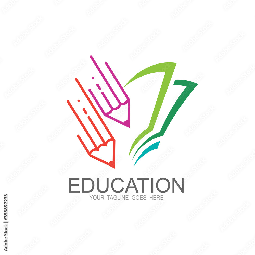 Education book logo sign symbol icon, colorful icon, student and academy, pencil symbol Education book logo sign symbol icon, colorful icon, student and academy, pencil symbol