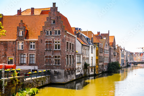 It's Colorful buildings in the historic part of Ghent, Belgium. © Anton Ivanov Photo