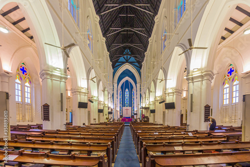 SINGAPORE, SINGAPORE - MARCH 11, 2018: Interior of the St Andrew's Cathedral in SIngapore.