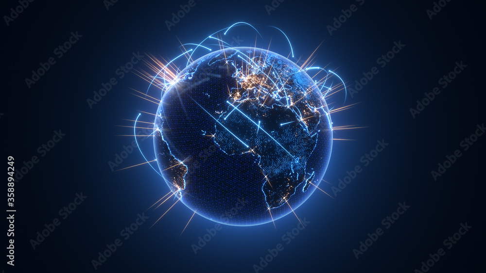 Global Network Connection. Loopable Moving Image. World Map Courtesy of NASA Global Network Connection. Loopable Moving Image. World Map Courtesy of NASA