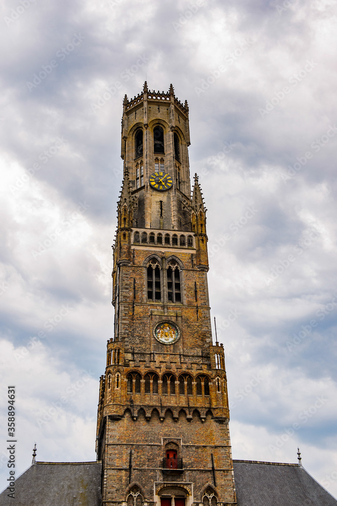 It's Belfort tower in the Historic Centre of Bruges, Belgium. part of the UNESCO World Heritage site