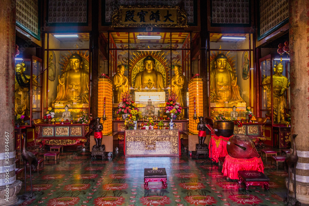 PENANG, MALAYSIA - MARCH 21, 2018:Interior of Kek Lok Si  Buddhist temple in Penang, Malaysia