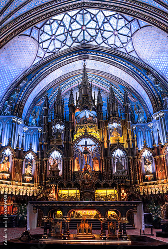 interior of Notre Dame Cathedral in Montreal City