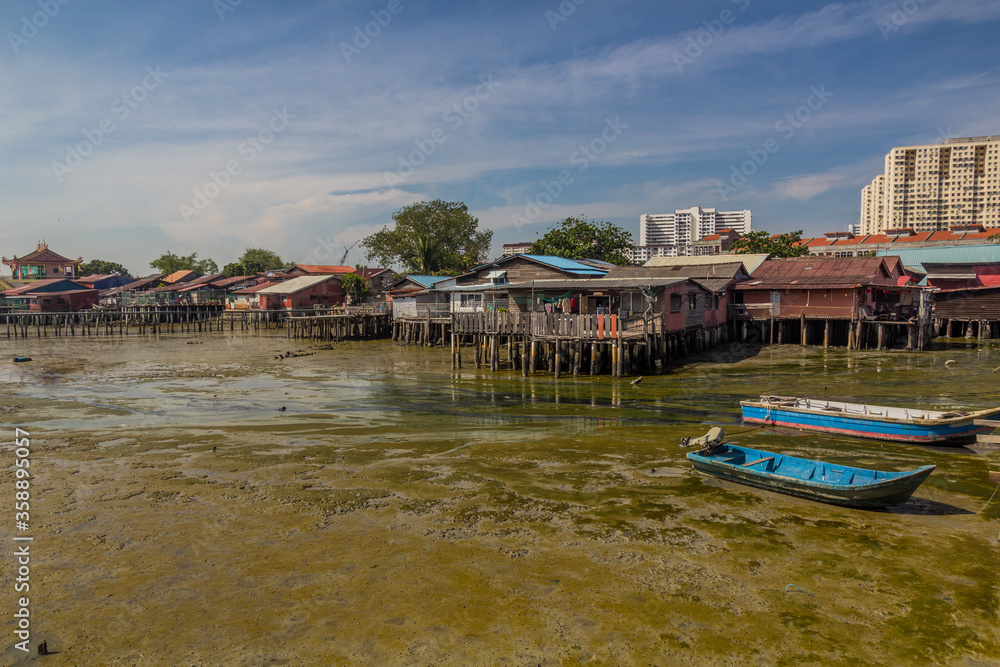 Stilt houses in the Chew Jetty in George Town, Malaysia