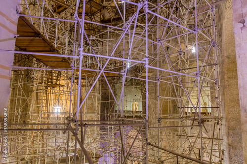 Scaffolding in the Dome of Soltaniyeh (Tomb of Oljeitu) in Zanjan province, Iran photo