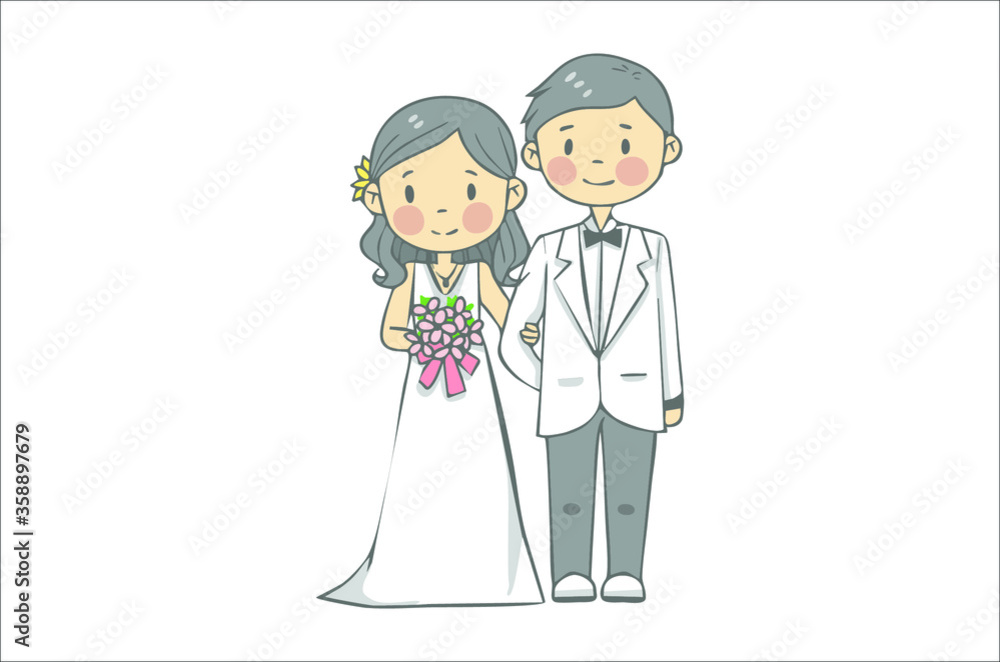 Bride And Groom Holding Hands illustration Bride And Groom Holding Hands illustration