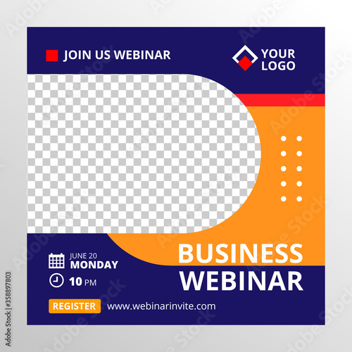 Live webinar invite template. Banner live webinar promotion for social media.