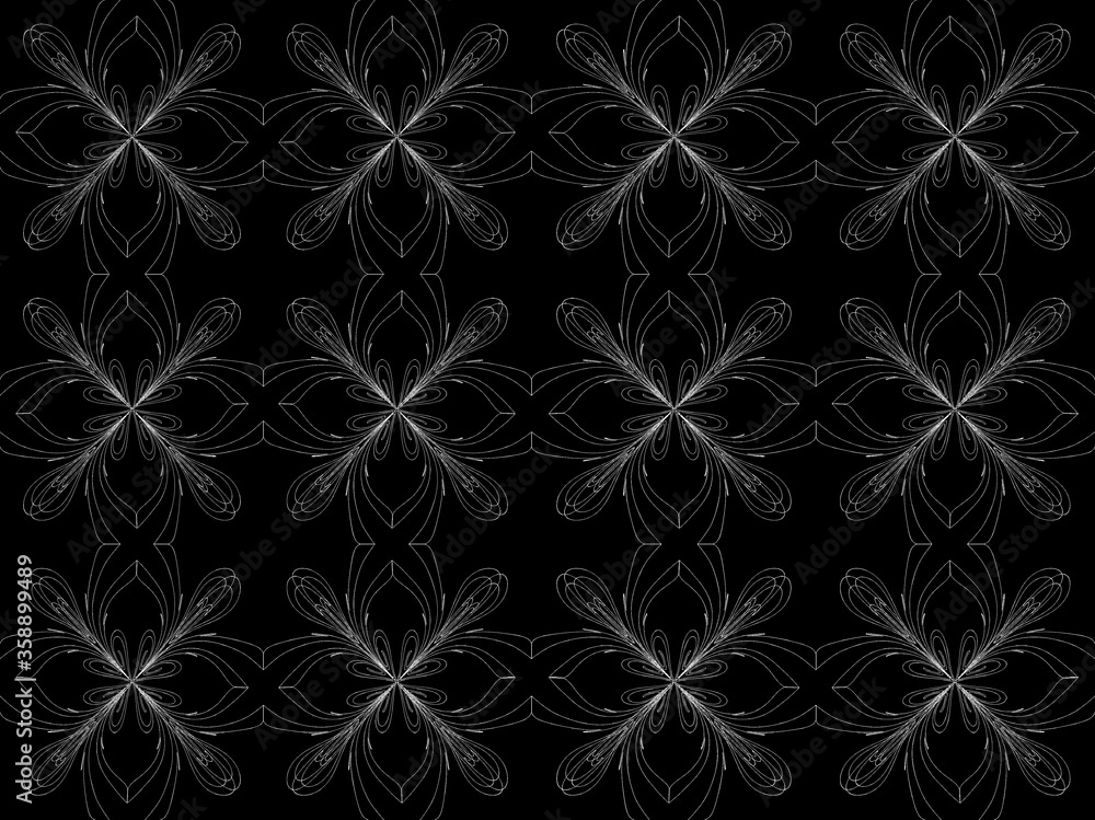 Fototapeta premium Seamless pattern design with floral background elements, beautiful ornaments, black, white, orange, pink, red, green, yellow, blue, gray, purple