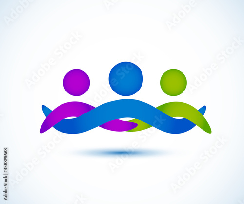 Logo happy people hugs embraced family vector image