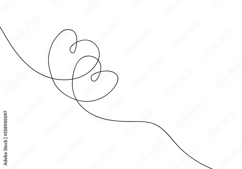 Continuous line drawing of love sign with two hearts embrace minimalism design on white background. EPS 10 Continuous line drawing of love sign with two hearts embrace minimalism design on white background. EPS 10