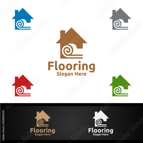 Flooring Logo for Parquet Wooden or vinyl hardwood granite tile vector Design