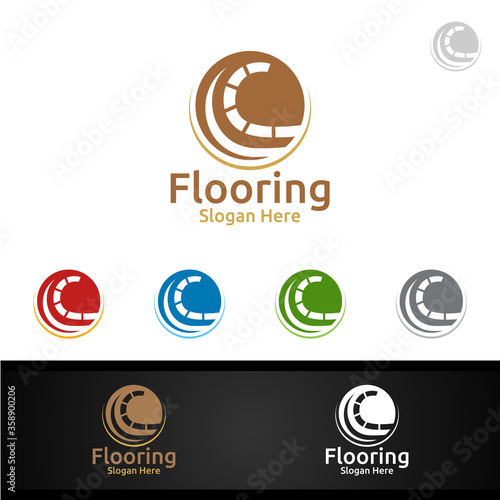 Flooring Logo for Parquet Wooden or vinyl hardwood granite tile vector Design