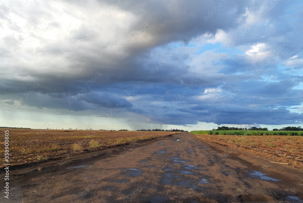 road in the field - contrast
