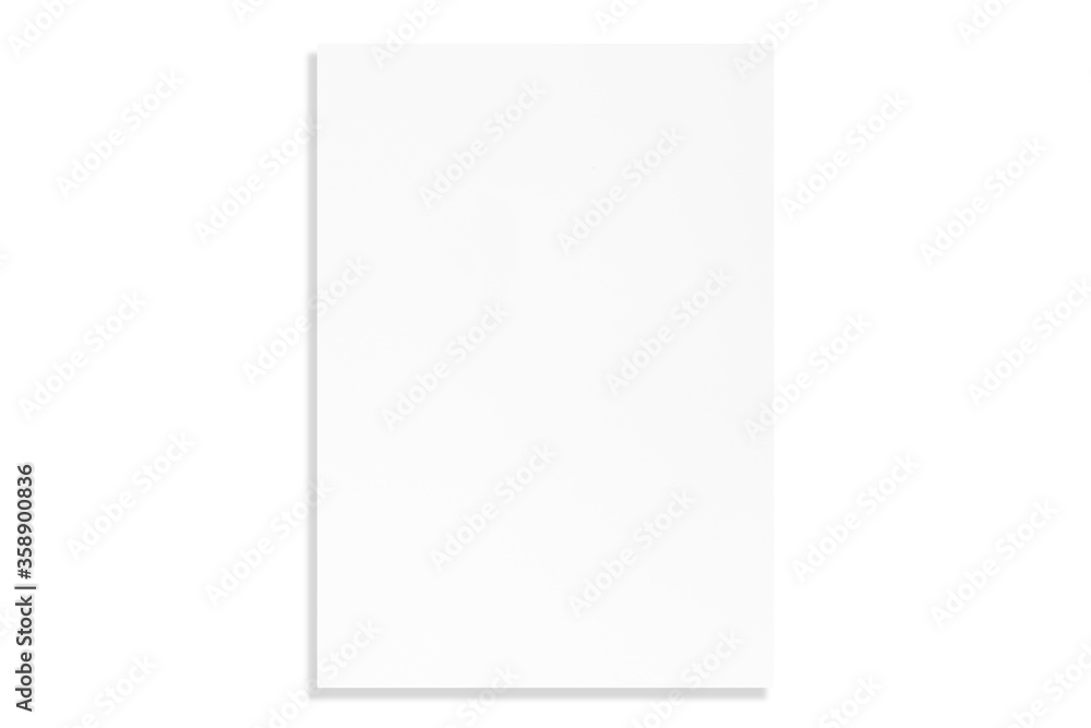 White sheet of paper. Realistic empty paper note template of A4 format isolated on white background White sheet of paper. Realistic empty paper note template of A4 format isolated on white background