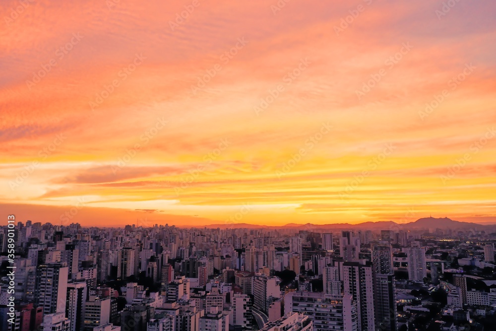 Great cityscape. Sunset view in the urban city. Colored skyline view. Great cityscape. Sunset view in the urban city. Colored skyline. Great cityscape. Sunset view in the urban city. Colored skyline.