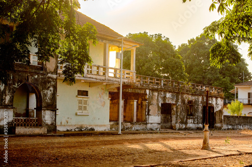 Street of the ghost town  of Bolama, the former capital of Portuguese Guinea photo