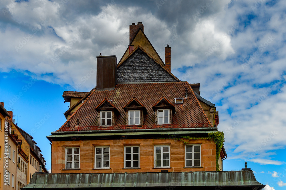 Architecture of Nuremberg, the largest in town in Franconia, Bavaria state, Germany