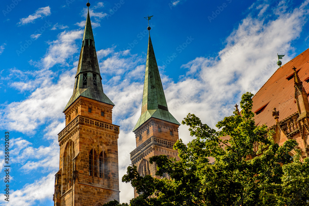 St. Sebaldus church of Nuremberg, the largest in town in Franconia, Bavaria state, Germany