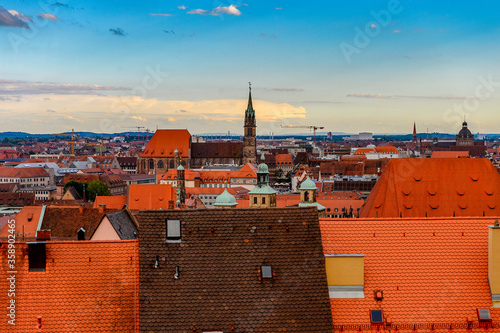 Panorama of Nuremberg, the largest in town in Franconia, Bavaria state, Germany