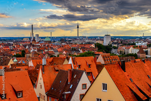 Panorama of Nuremberg, the largest in town in Franconia, Bavaria state, Germany