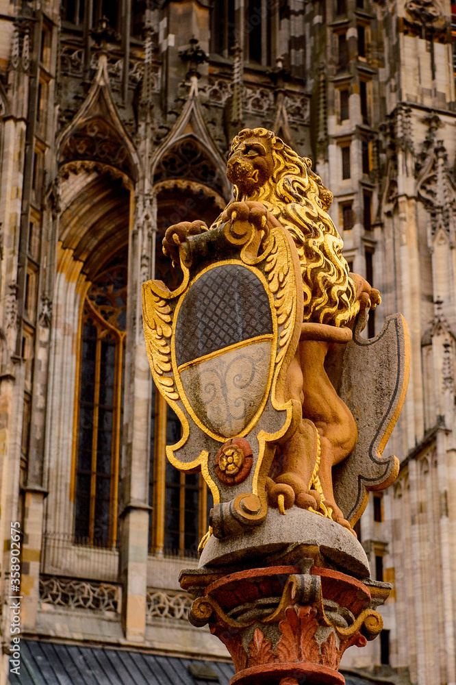 Lion statue of Ulm,  Baden-Wurttemberg, Germany